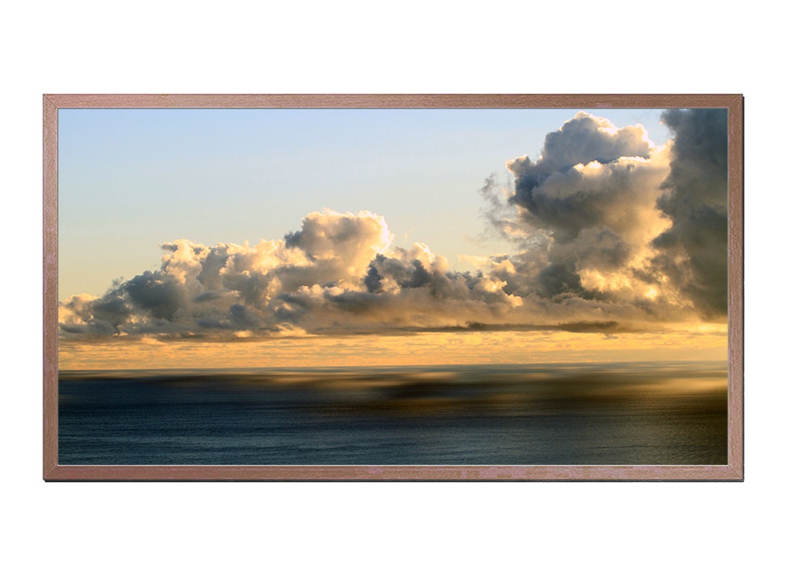 Golden Cloud Sunset Over Ocean Summer Sky Photography Wall Art