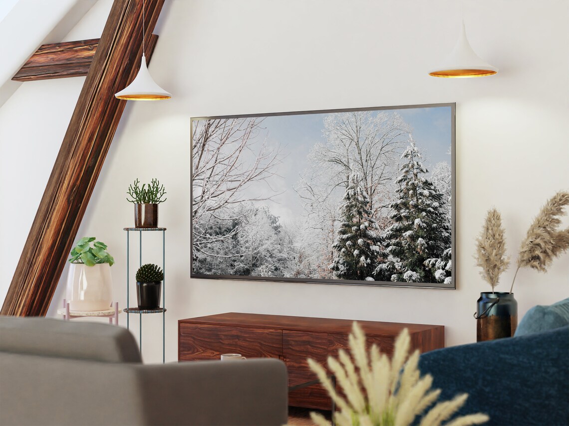 Snowy Tree Landscape Winter Art Poster Print - Image 2