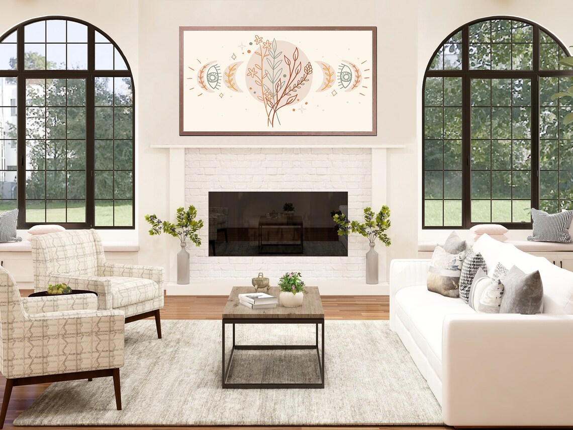 Boho Frame TV Art, Neutral Wall Art Print - Image 3