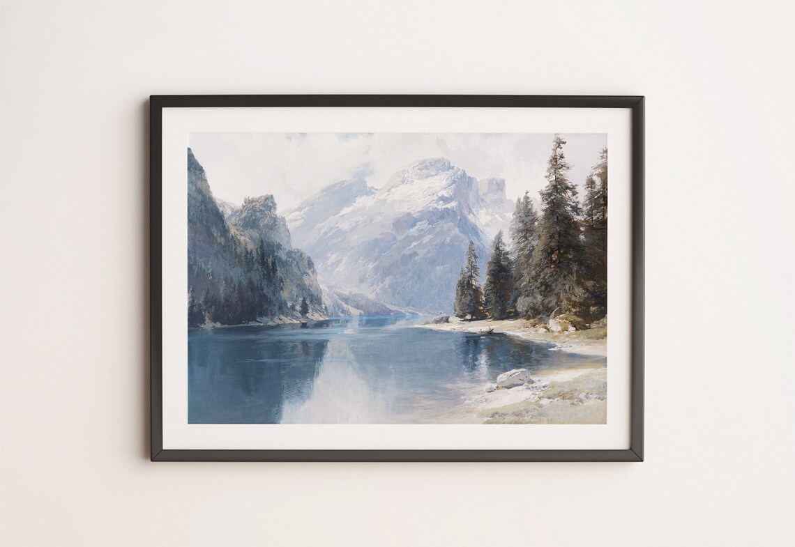 Vintage Landscape Prints Lake Paintings Mountain Landscape Home Decor Wall Art Art - Image 2