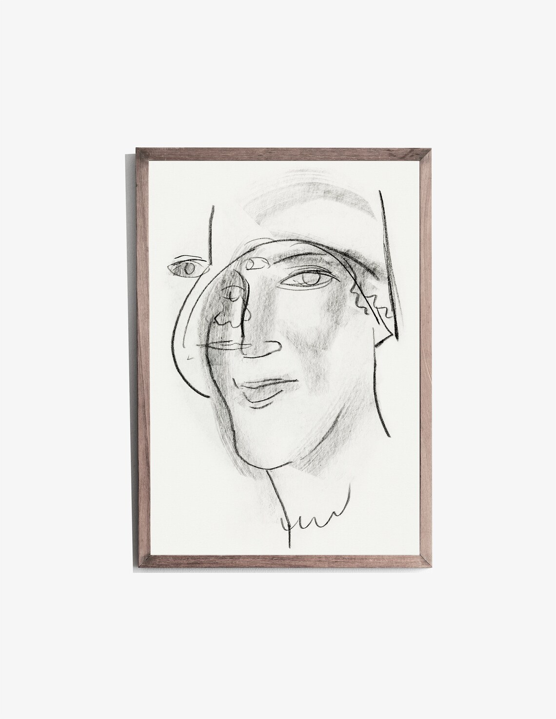 Vintage Woman Face Charcoal Sketch Abstract Minimalist Portrait Wall Art - Image 2