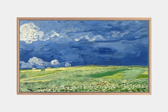 Van Gogh Wheatfield Under Thunderclouds Dramatic Sky Landscape Poster