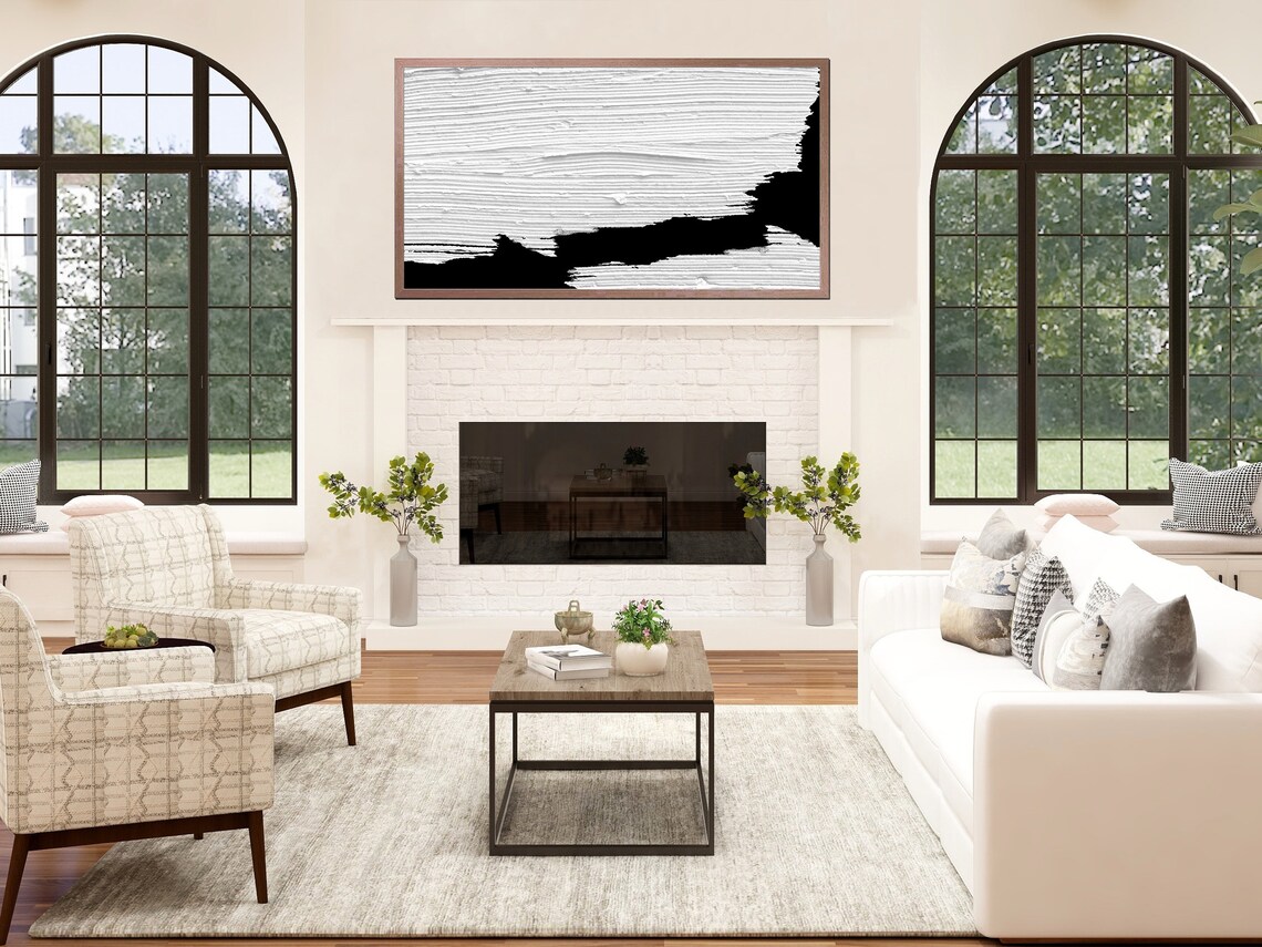 Black and White Abstract Art Print for TV Frame - Image 3