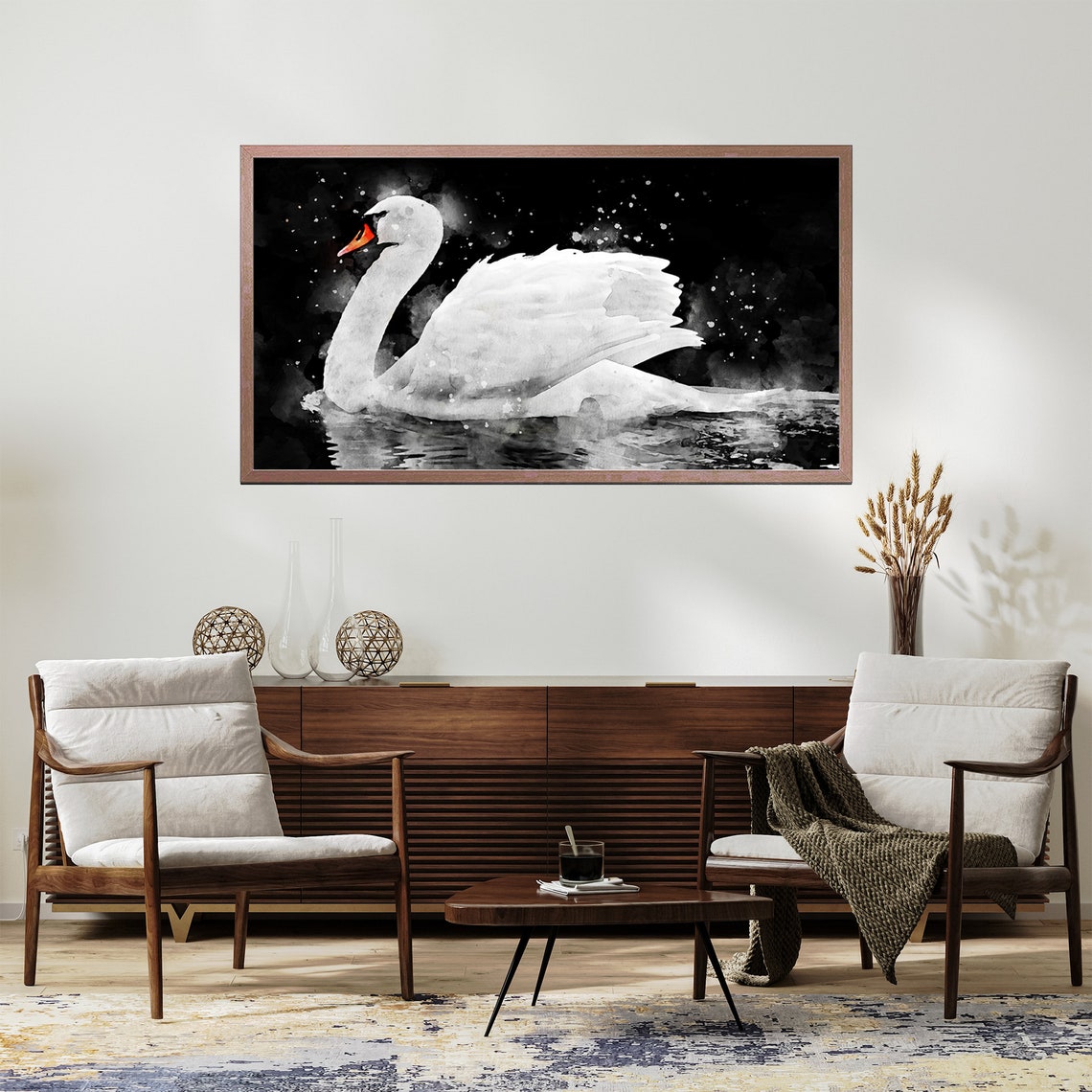 Mute Swan Watercolor Effect Art Print - Image 2