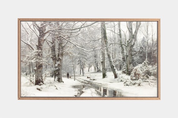 Vintage Winter Landscape Art Print, Beech Forest