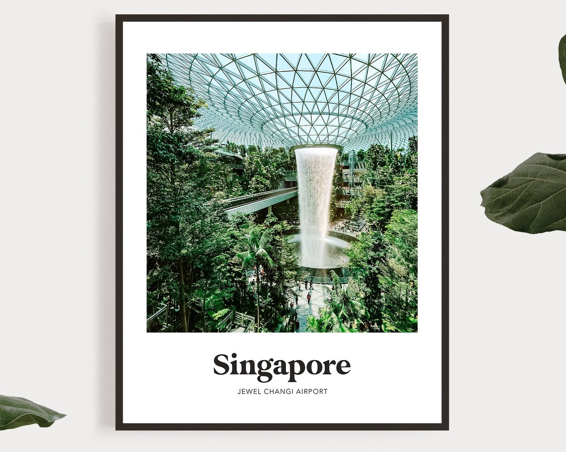 Singapore Jewel Changi Airport Rain Vortex Waterfall Photo Poster