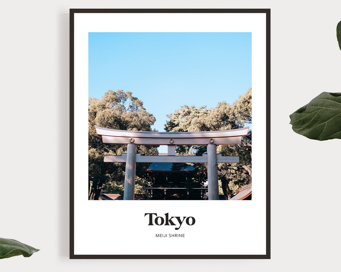 Tokyo Japan Meiji Shrine Wooden Torii Gate Photo Travel Poster