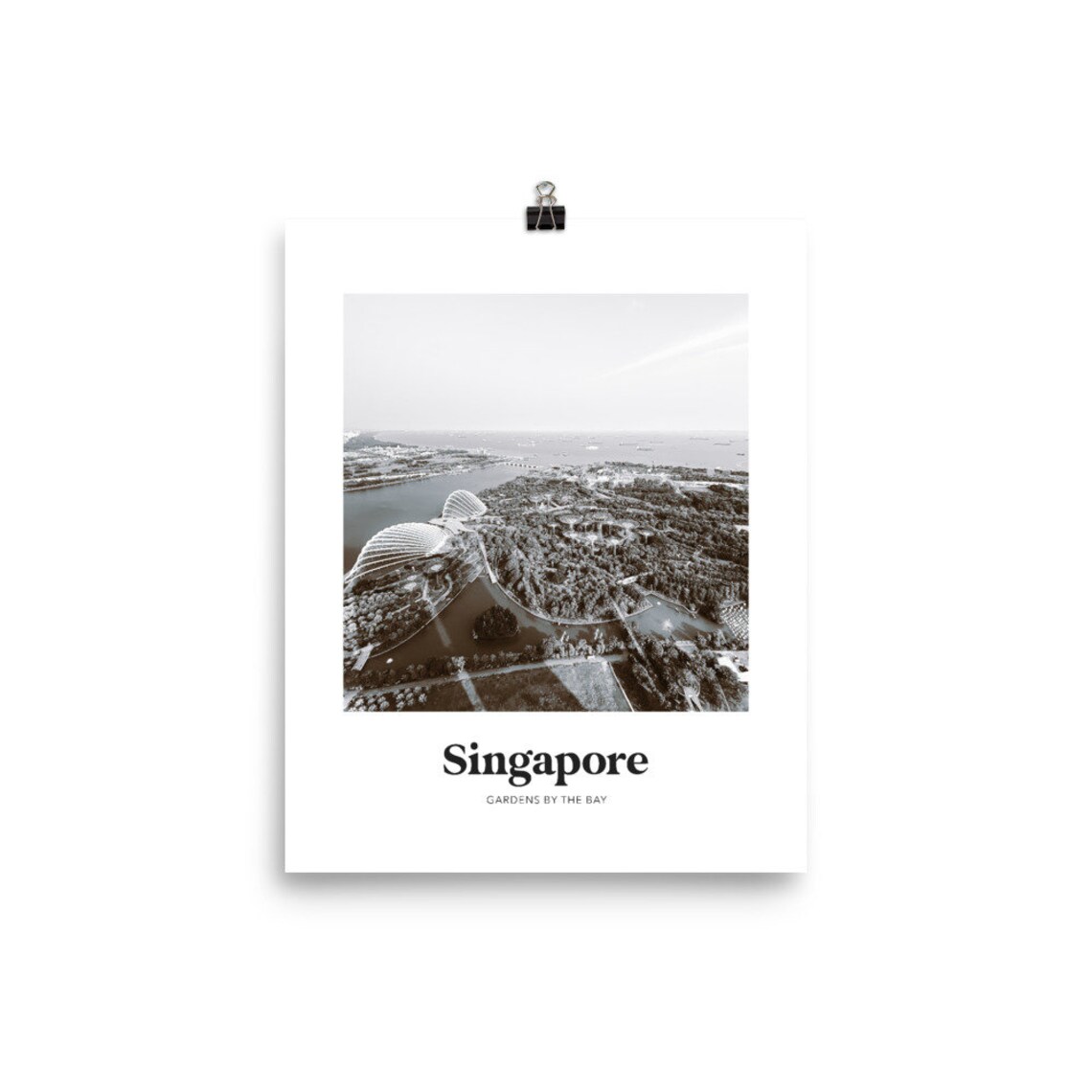 Singapore Gardens by the Bay Black and White Aerial Photo Poster - Image 4