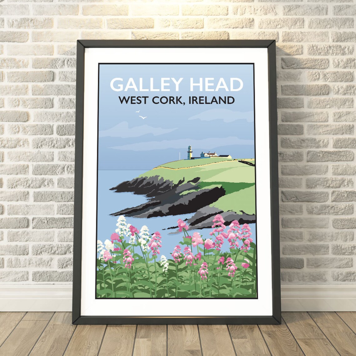 Galley Lighthouse West Cork Ireland Travel Poster