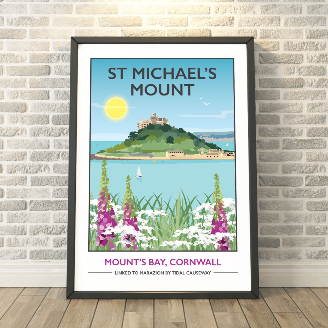 St Michaels Mount Cornwall Travel Poster, Wall Art Print