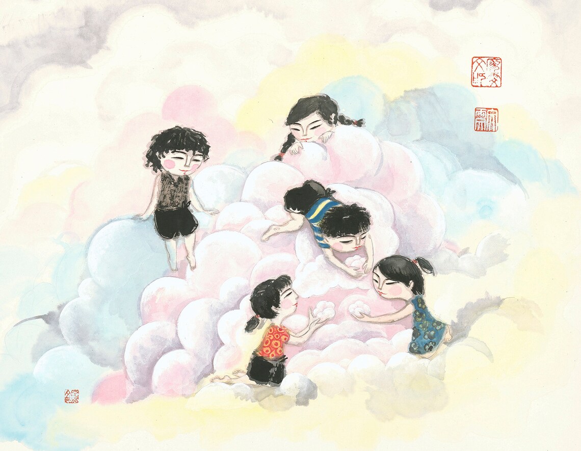 Chinese Painting Children Illustration Art Print