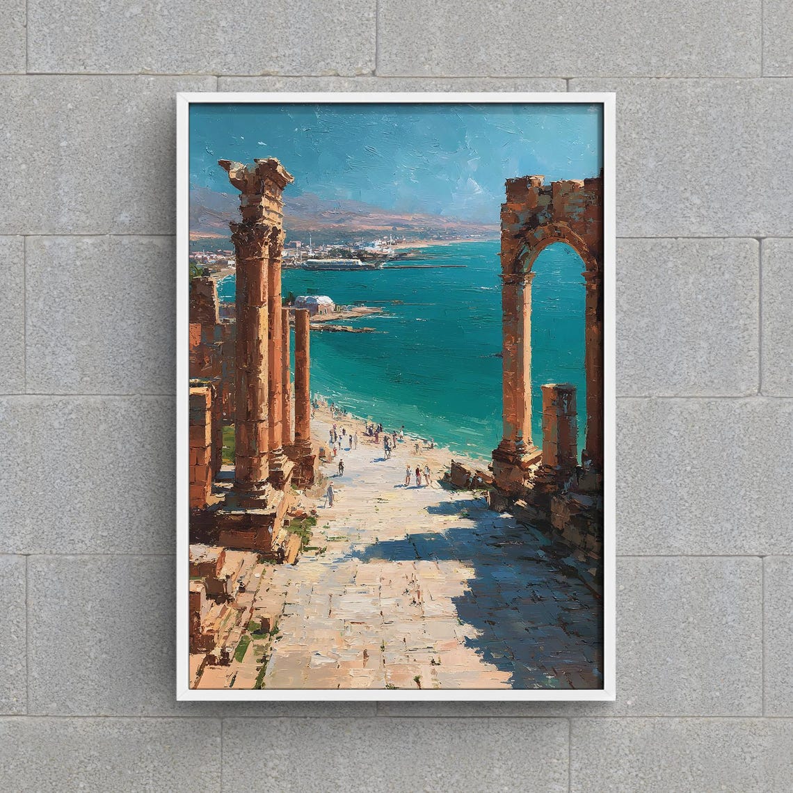 Leptis Magna Libya Ancient Roman Ruins Seaside Oil Painting Poster