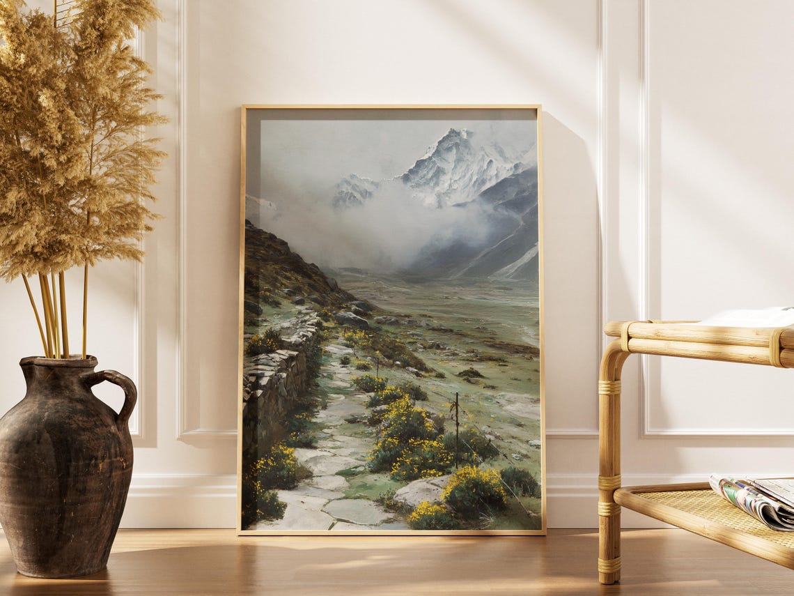Everest Base Camp Print Himalayan Mountain Art Nepal Trekking Gift Snowy Peak Landscape Wanderlust Hiker Decor