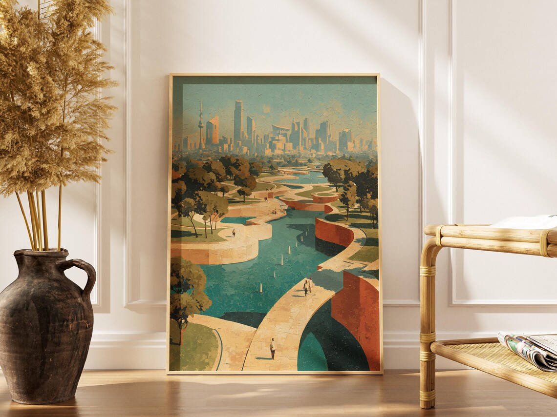 Kuwait City Al Shaheed Park Art Print Modern Urban Landscape Botanical Gardens Skyline Painting