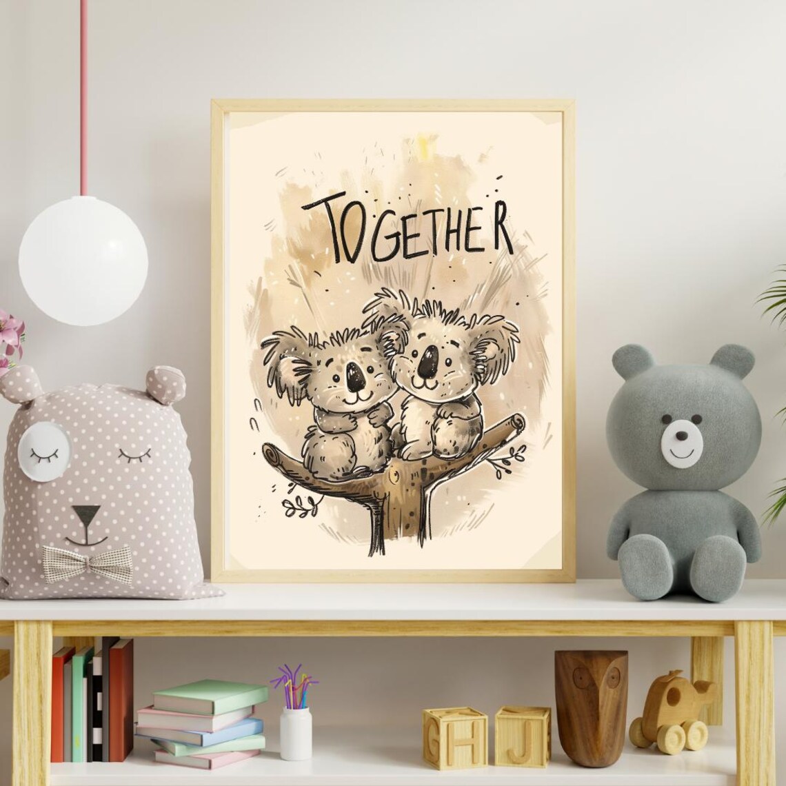 Koala Poster Together, Cute Nursery Decor - Image 2