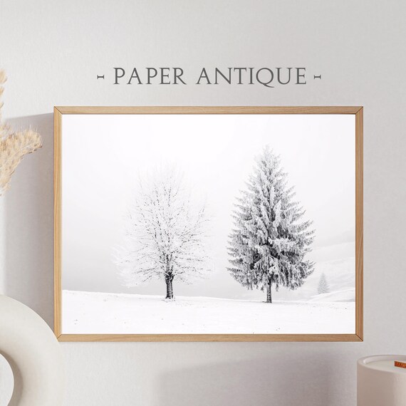Winter Landscape Minimalist Photography Snowy Trees Fog Wall Poster