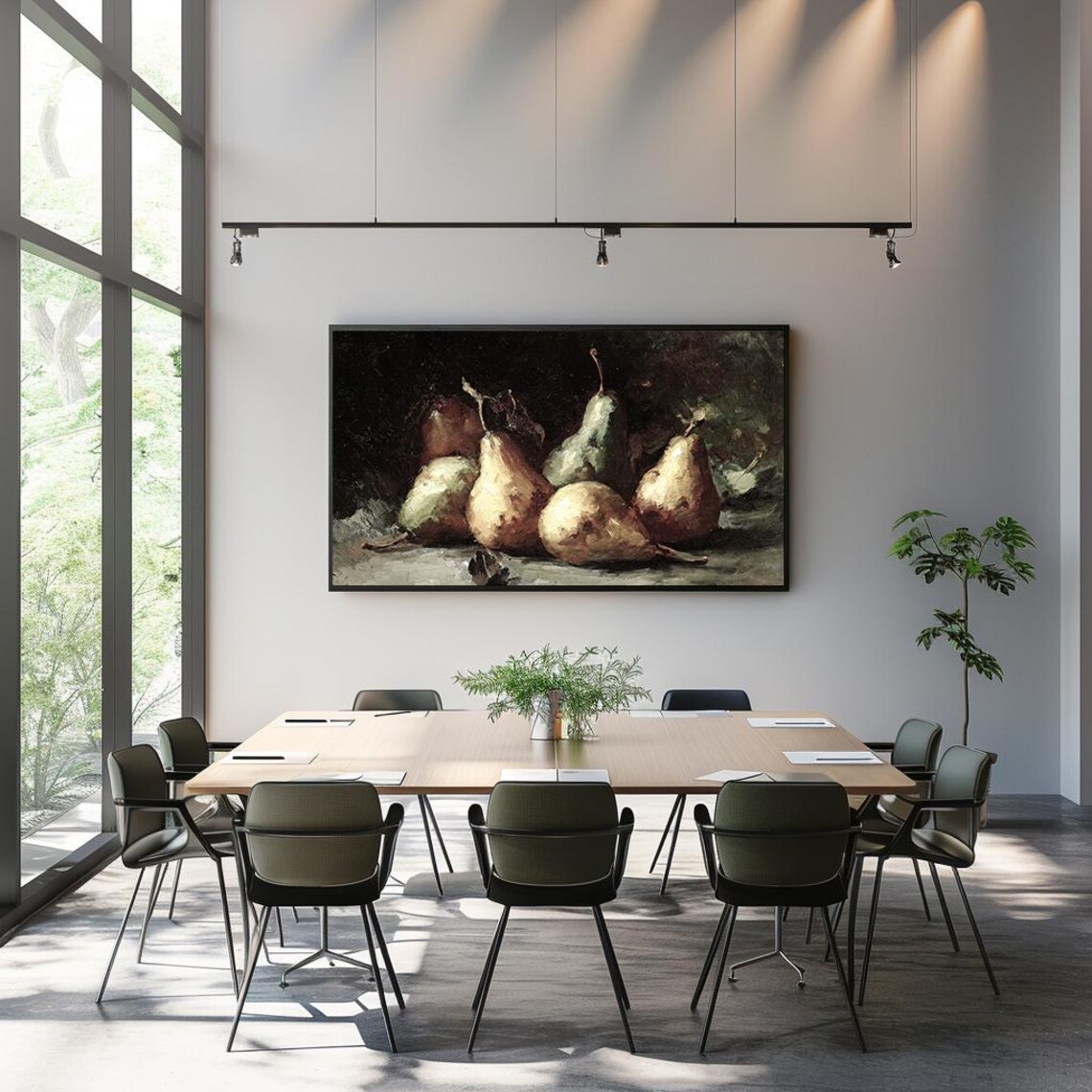Golden Pears Still Life Dark Vintage Fruit Oil Painting Poster - Image 3