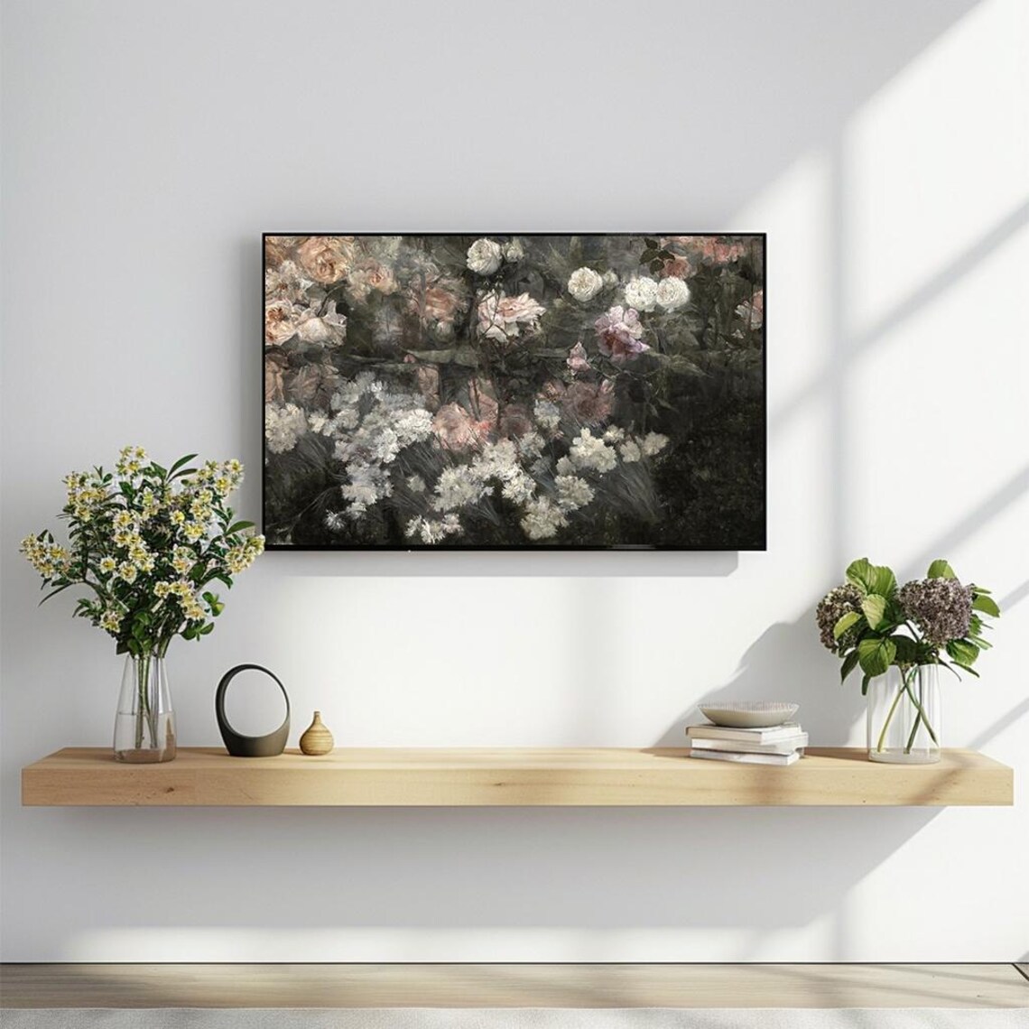 Moody Dark Roses Vintage Floral Oil Painting Botanical Poster - Image 2