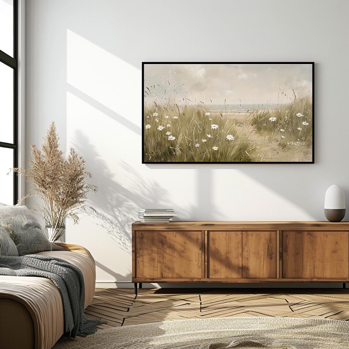 Coastal Dunes Wildflowers with Ocean Breeze Beach Art Poster - Image 4