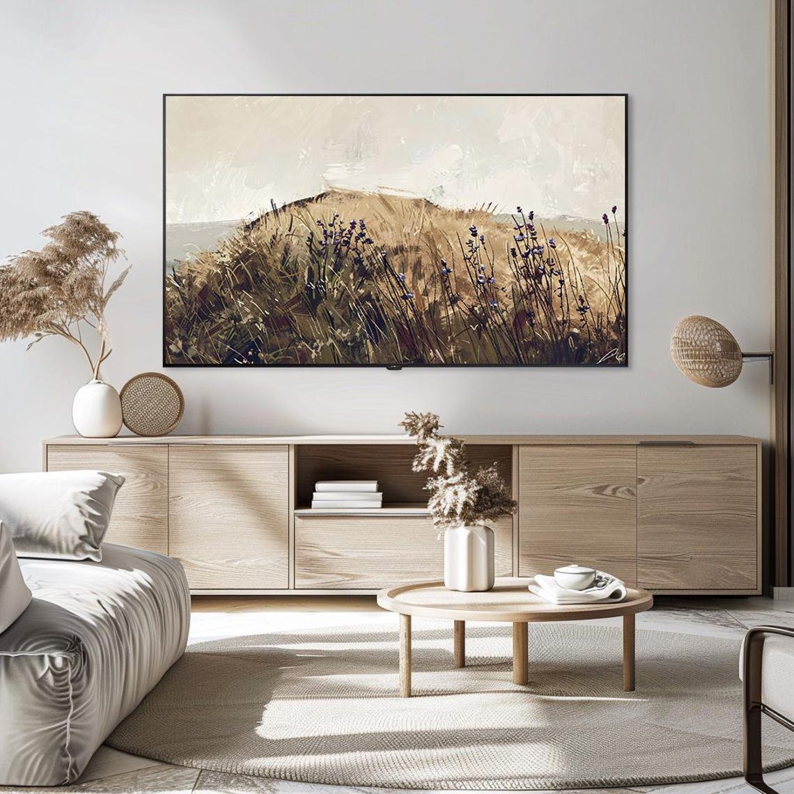 Wild Meadow Dunes with Lavender Abstract Landscape Art Poster - Image 5