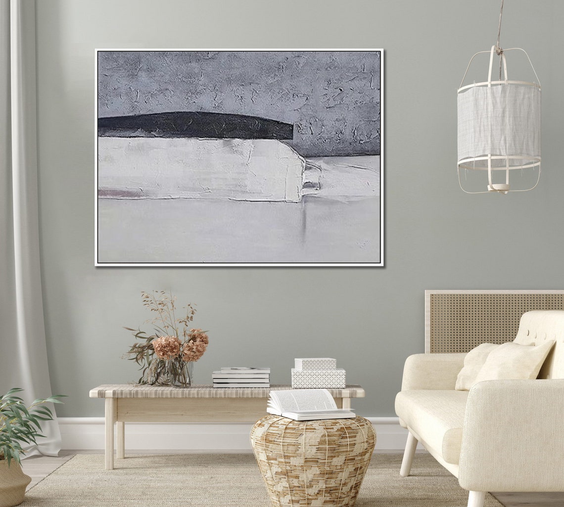 Black Band Over White Layers Textured Gray Minimalist Poster - Image 3