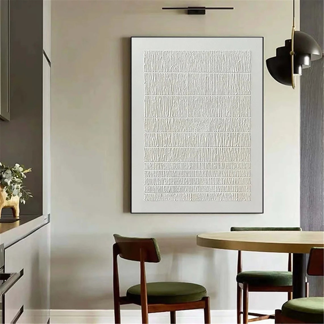 All White Vertical Line Texture Minimalist Abstract Painting Poster - Image 5
