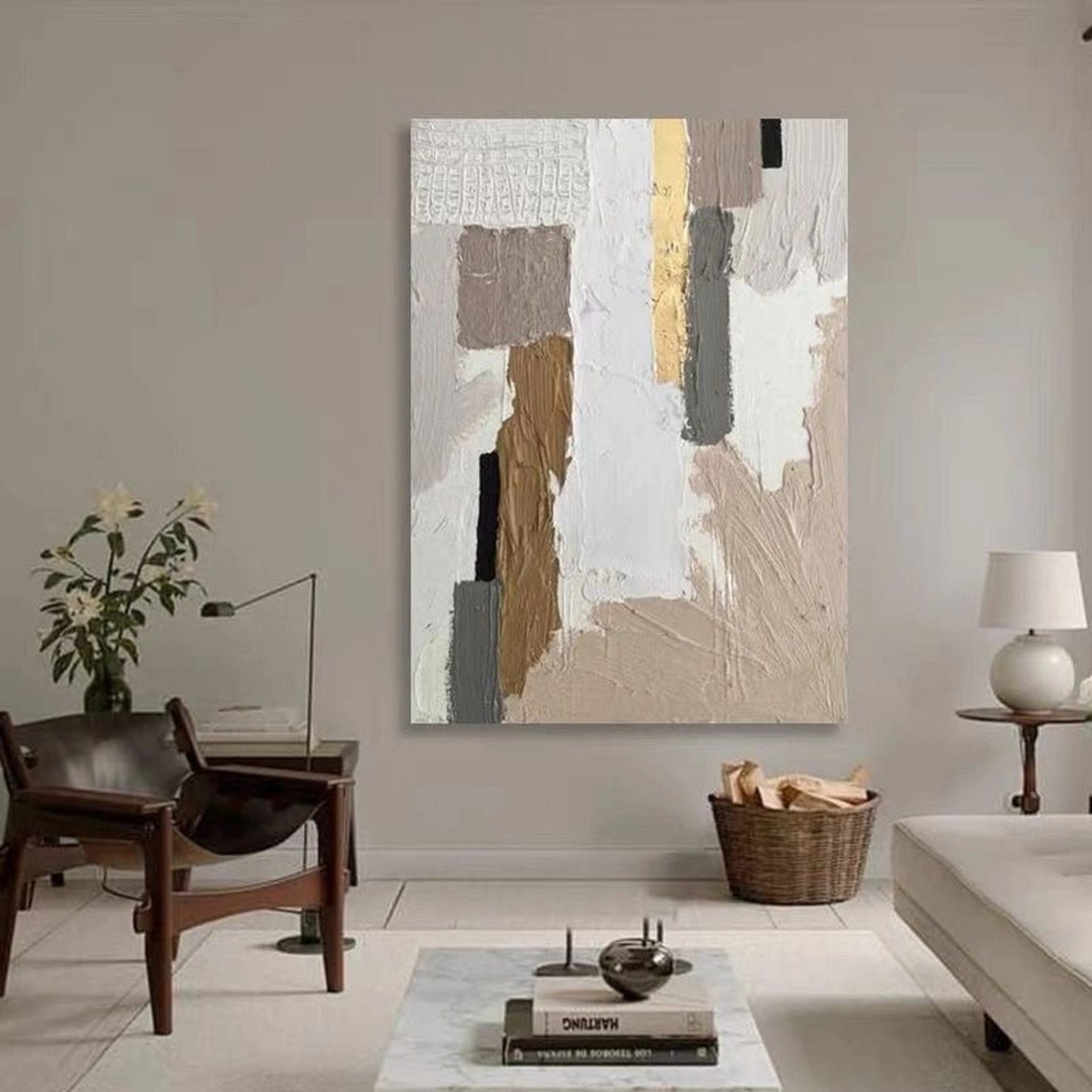 Original Abstract Painting Beige White Abstract Painting 3d Texture Painting 3d Painting White Painting White Texture Wall Art Wall Decor - Image 4