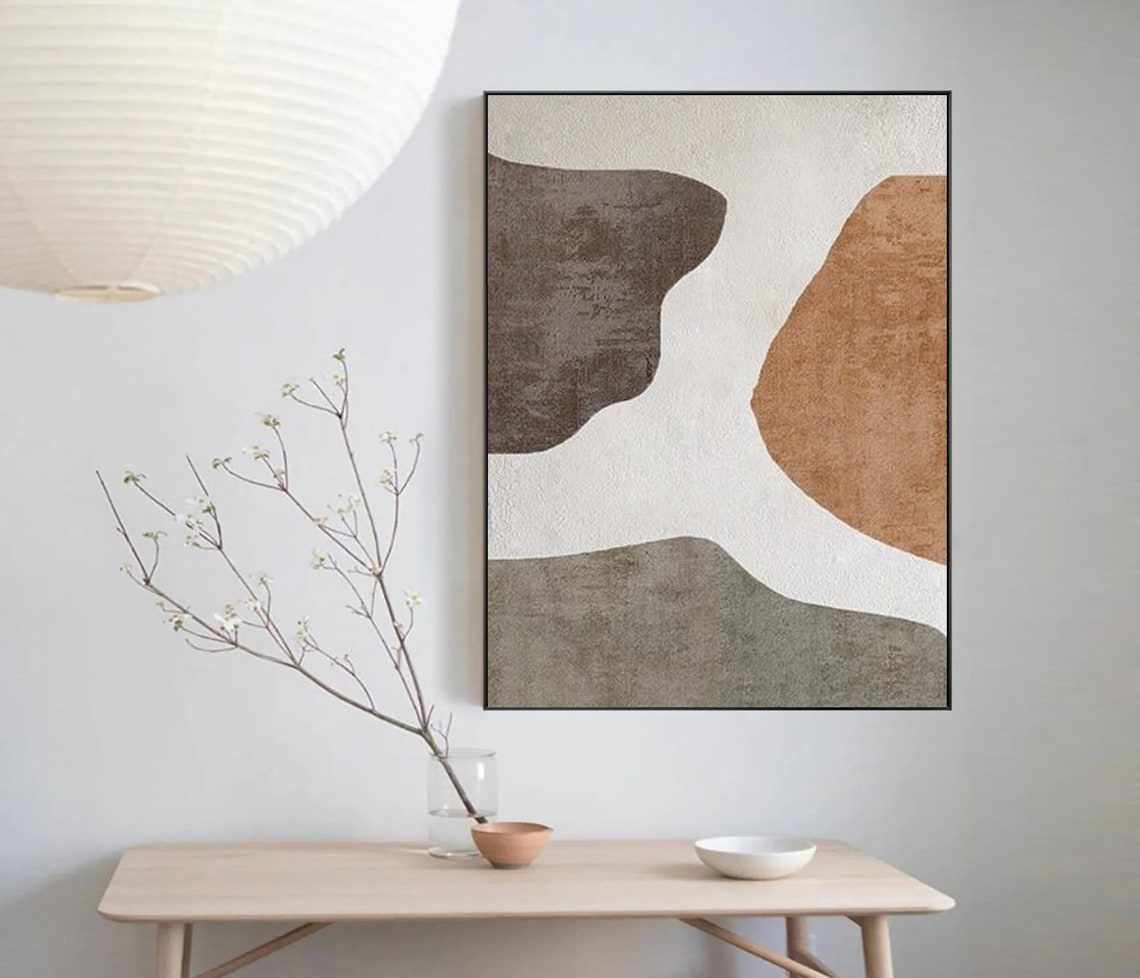 Framed Neutral Beige Brown Terracotta Abstract Shapes Poster - Image 5