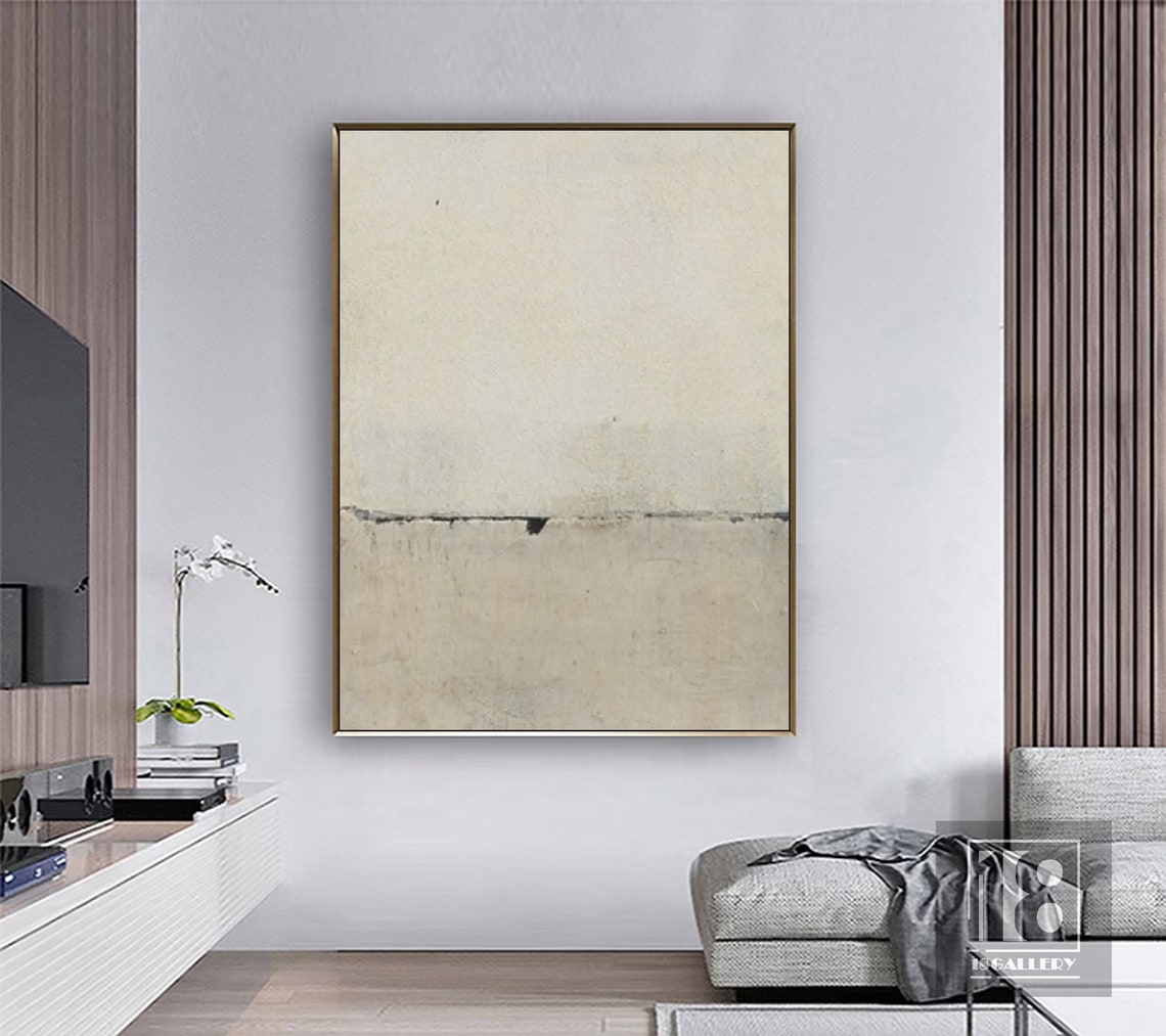 Beige Wabi Sabi Wall Art Beige White Abstract Painting Boho Textured Wall Art Neutral Wall Decor Beige Minimalist Painting Entrance Wall Art - Image 4