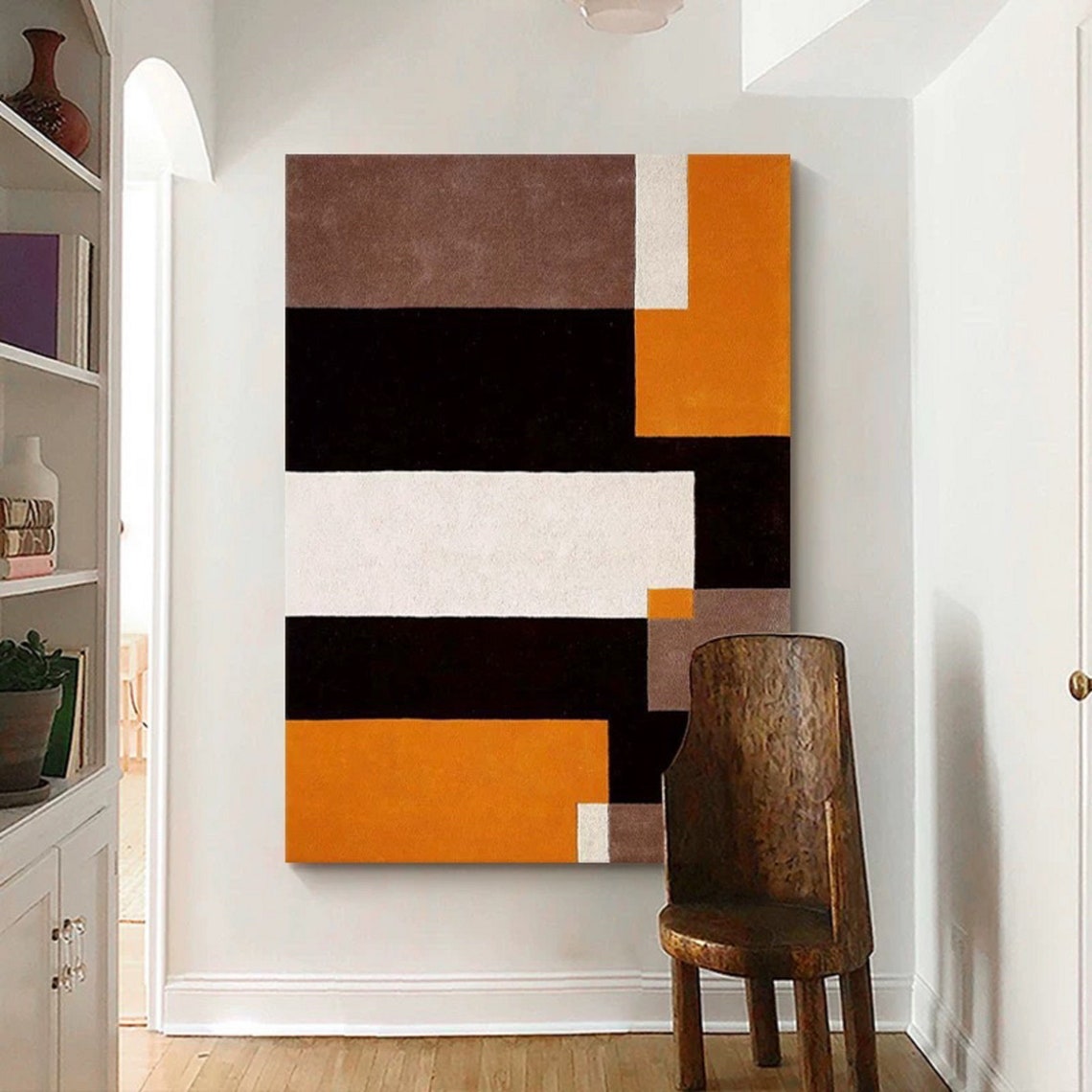 Bauhaus Style Black Orange White Blocks Retro Abstract Art Poster - Image 5
