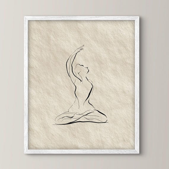 Minimalist Yoga Line Art Serene Meditation Wall Print