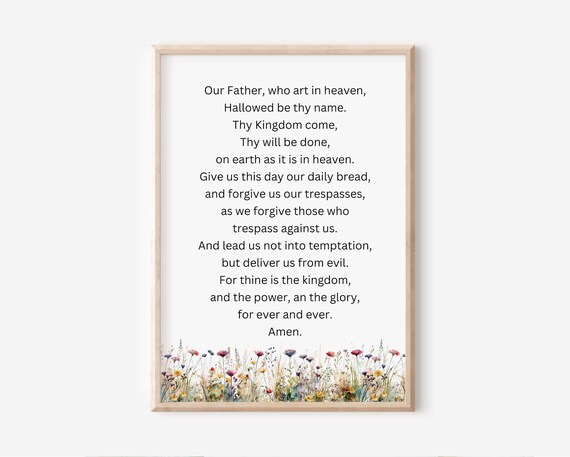 The Lords Prayer Wildflower Meadow Christian Scripture Art Poster