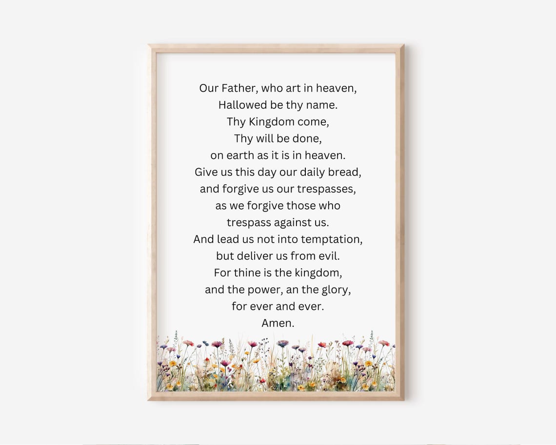 The Lords Prayer Wildflower Meadow Christian Scripture Art Poster
