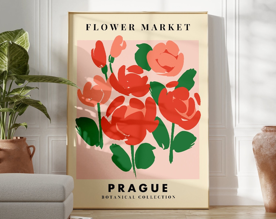 Flower Market Art Print, Botanical Home Decor
