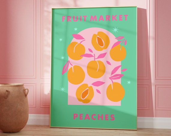 Peach Fruit Market Wall Art Colourful Print Food Dining Room Kitchen A5a4a3a2a15x74x6