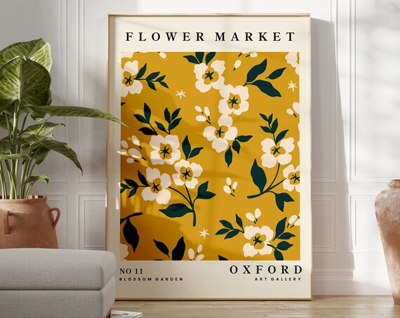 Flower Market Oxford Mustard Yellow White Bloom Art Gallery Poster