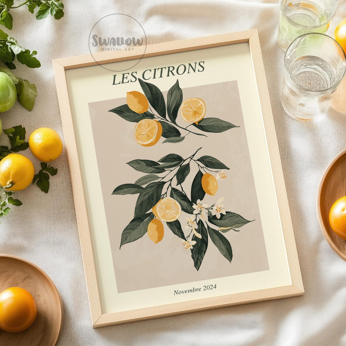 French Les Citrons Lemon Branches Novembre 2024 Botanical Poster