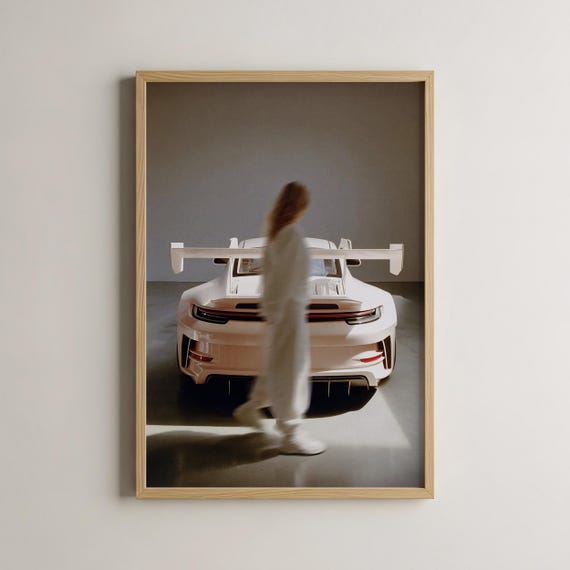 Modern Supercar Art Luxury Car Wall Futuristic Woman Poster Minimal Decor Automotive Stylish