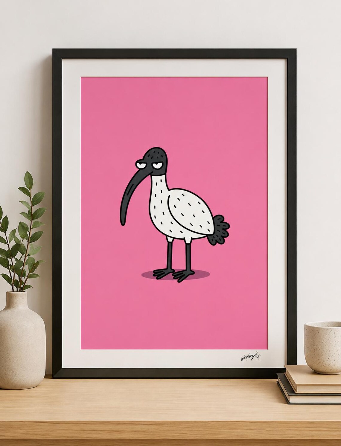 Bin Chicken Blues Art Print, Funny Bird Artwork
