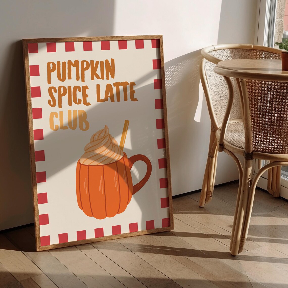 Pumpkin Spice Latte Print, Cute Fall Coffee Bar Decor - Image 2
