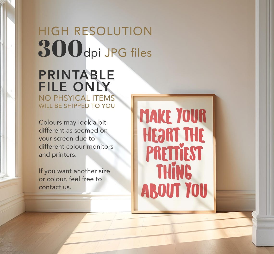 Make Your Heart The Prettiest Thing About You Red Hand Lettered Poster - Image 4
