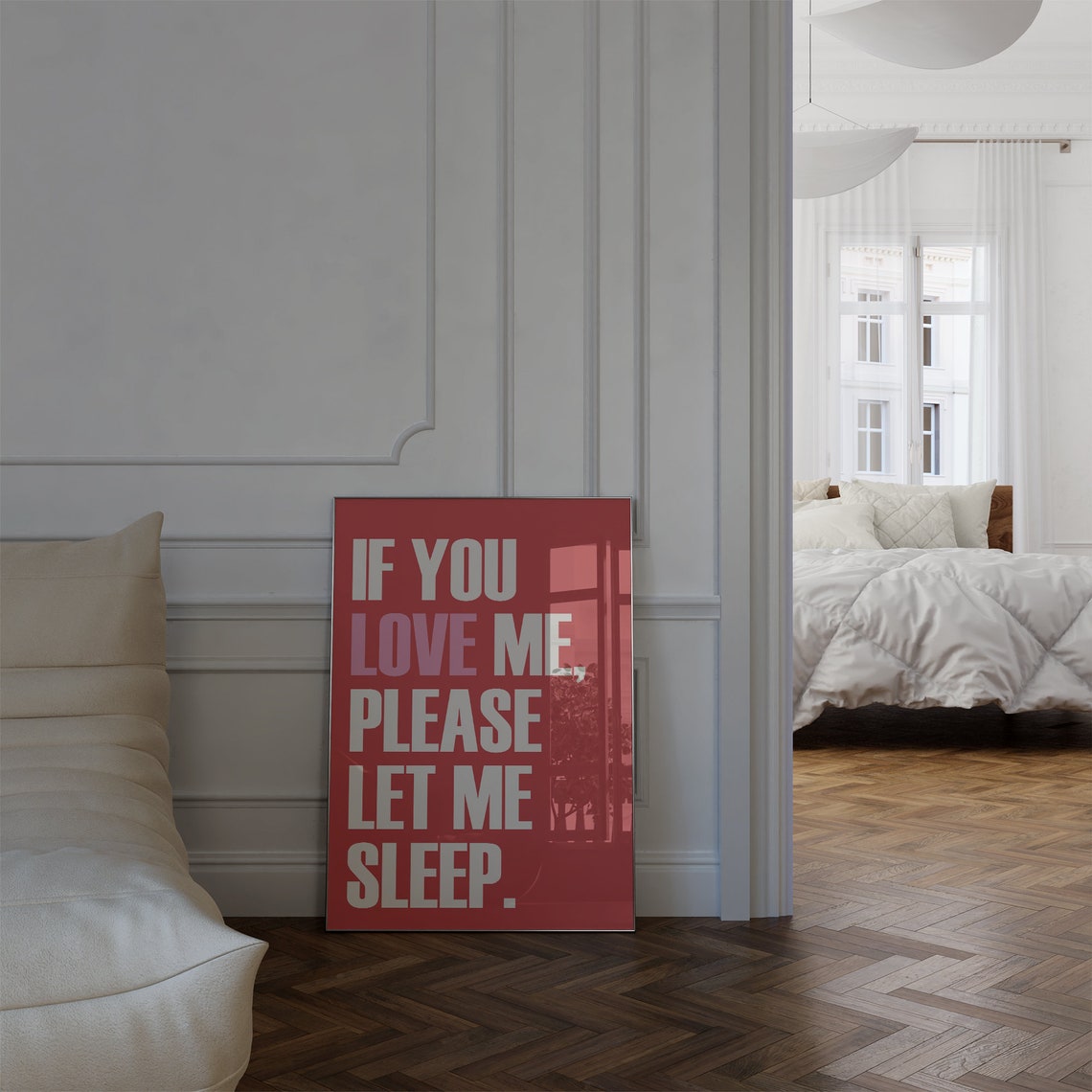 If You Love Me Let Me Sleep Funny Red Typography Bedroom Wall Poster - Image 2