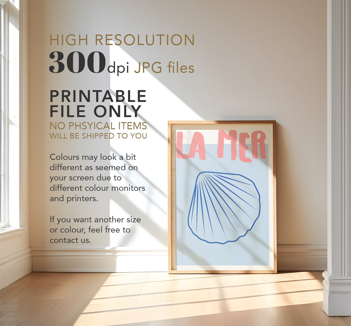 Sea Shell Coastal Poster, Mid-Century Modern Art Print - Image 3