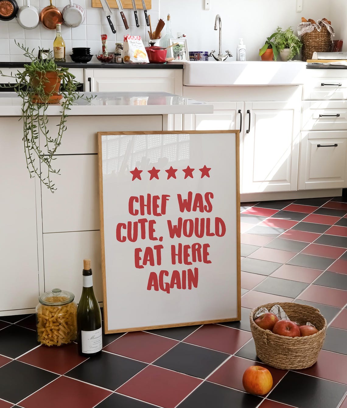 Chef Was Cute Would Eat Here Again Funny Red Kitchen Wall Poster - Image 4