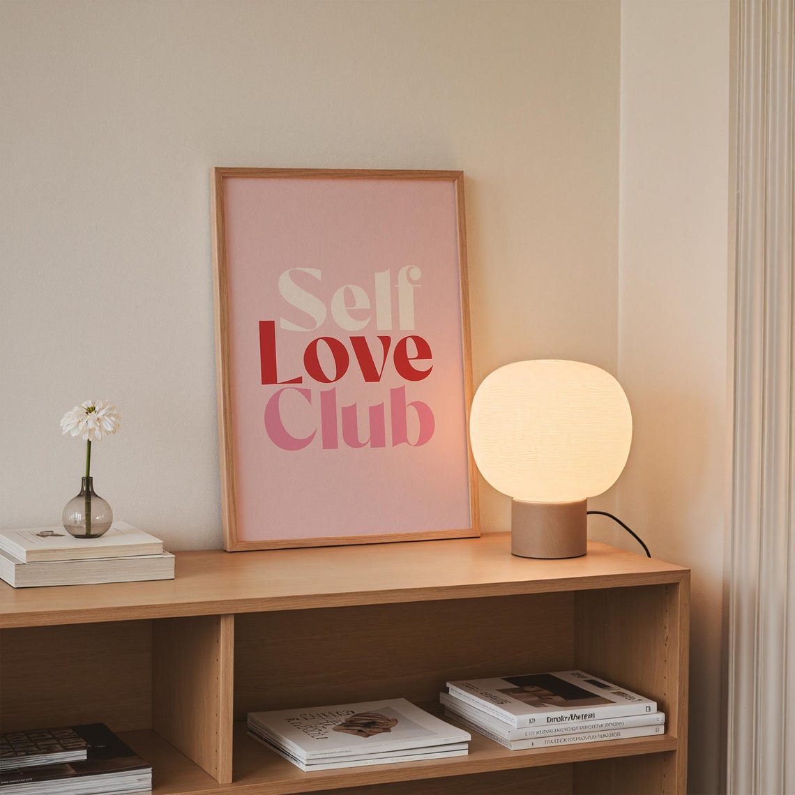 Self Love Club Pink Retro Typography Affirmation Wall Poster - Image 4