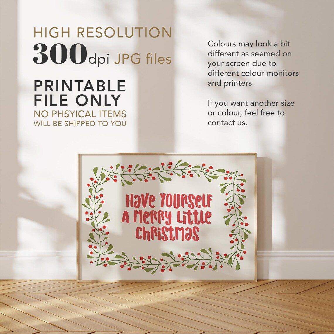 Have Yourself A Merry Little Christmas Berry Wreath Holiday Poster - Image 3