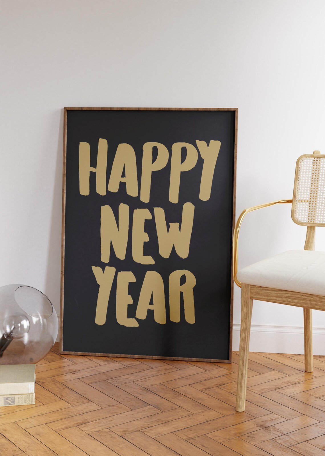 Happy New Year Gold Brush Script Black Background NYE Party Wall Poster - Image 3