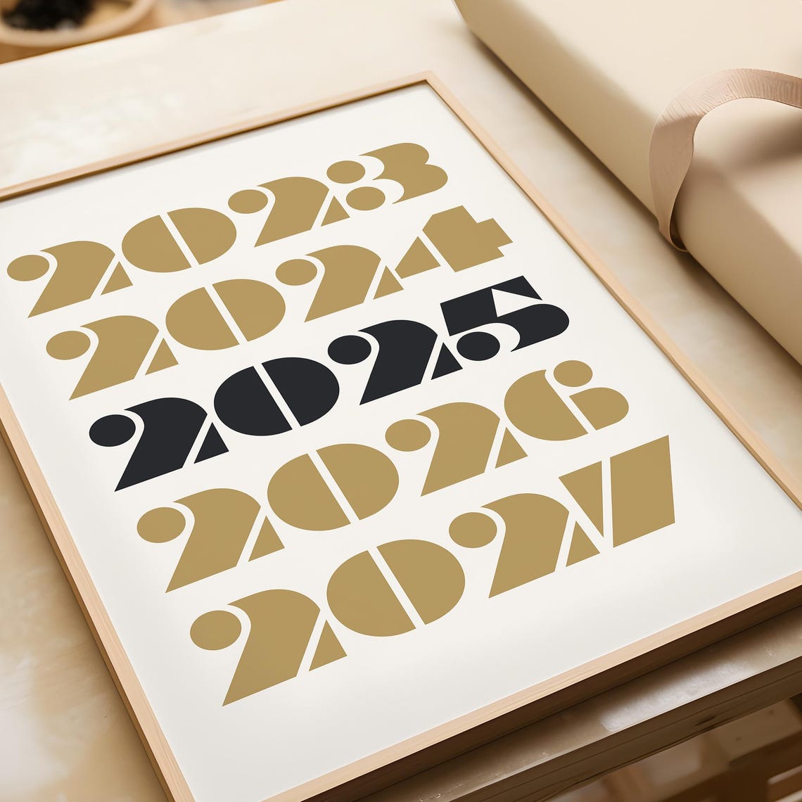 2023 2024 2025 2026 2027 Retro Bold Digits Black Gold New Year Poster - Image 2
