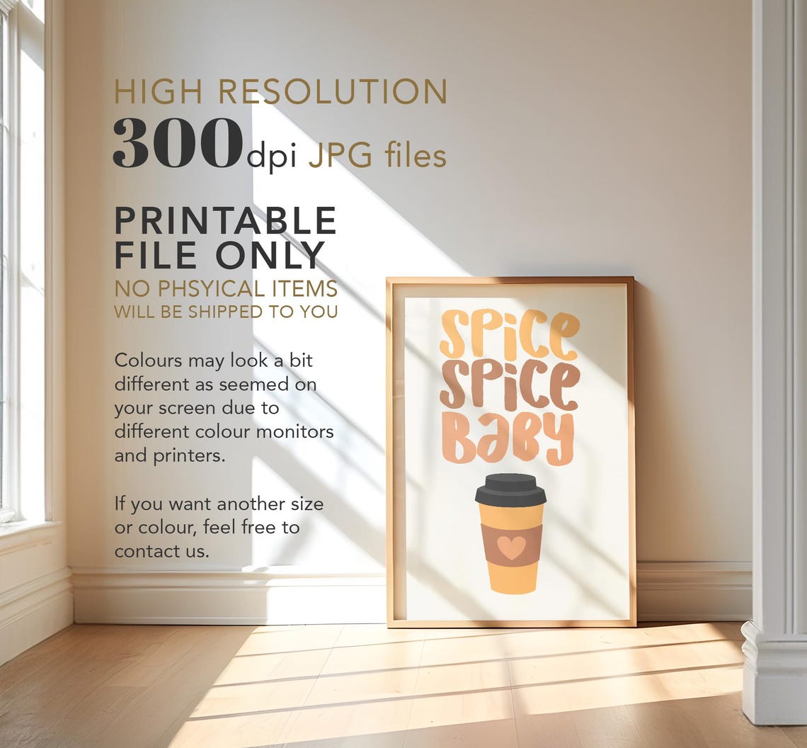 Spice Spice Baby Pumpkin Latte Funny Fall Coffee Bar Wall Poster - Image 3
