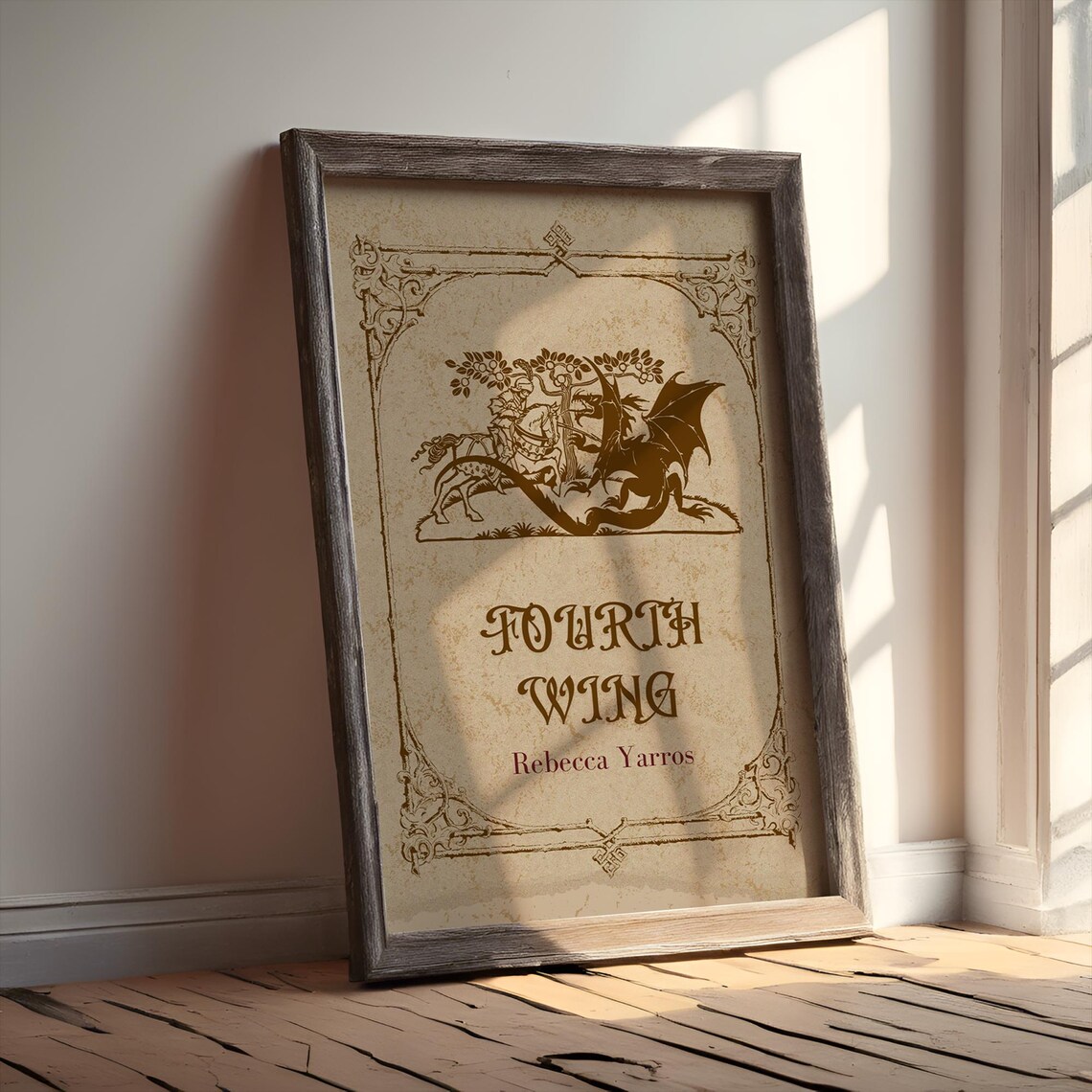 Fourth Wing Rebecca Yarros Dragon Knight Vintage Parchment Poster - Image 2